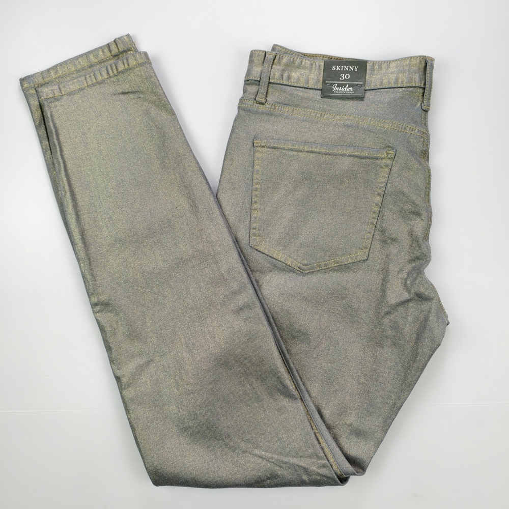 NWT Retlman Skinny Fit Jeans Metallic Shimmer Women 30  Festive Night Out